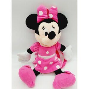 Minnie Mouse Plush Disney Backpack Pink Polka Dot Dress 16" Small Pocket